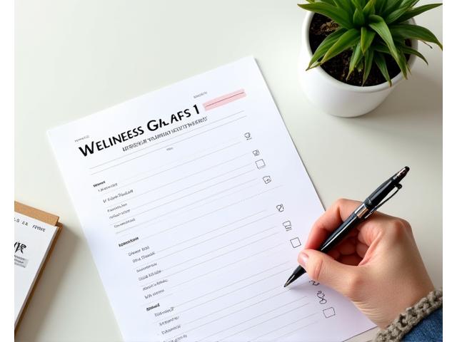Wellness assessment worksheet with pen